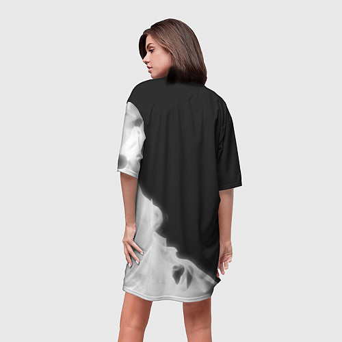 Женская длинная футболка PEUGEOT - Огненный Лев / 3D-принт – фото 4