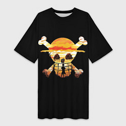 Женская длинная футболка One Piece череп