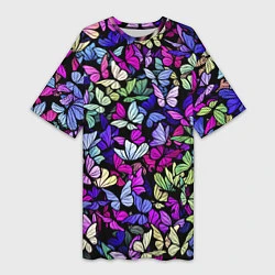 Женская длинная футболка Витражные бабочки
