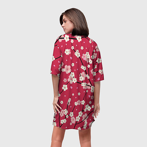 Женская длинная футболка Цветы на ветках / 3D-принт – фото 4