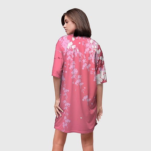 Женская длинная футболка Весенняя ива / 3D-принт – фото 4