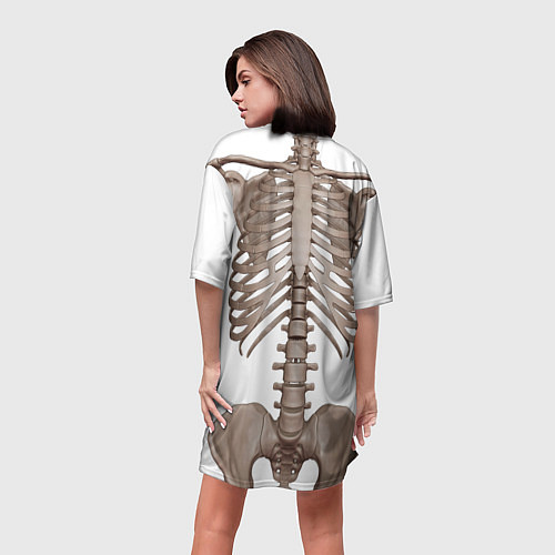 Женская длинная футболка Анатомия Скелет / 3D-принт – фото 4