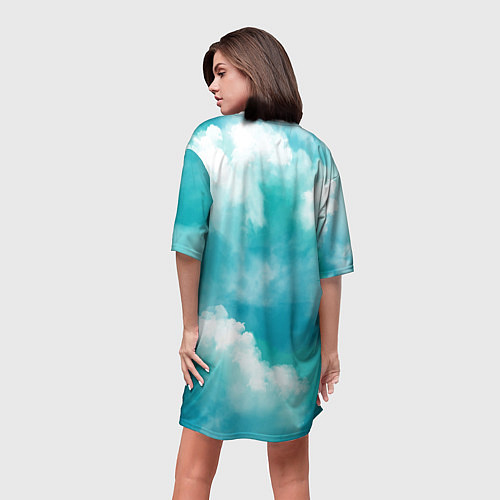 Женская длинная футболка Парашютист в облаках / 3D-принт – фото 4