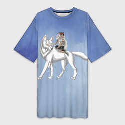Женская длинная футболка Принцесса Мононоке и волк