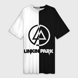 Футболка женская длинная Linkin Park ЧБ, цвет: 3D-принт