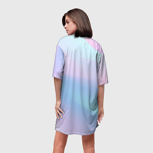 Женская длинная футболка Лалафанфан с голубым бантом / 3D-принт – фото 4