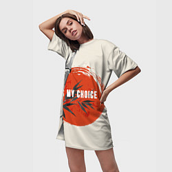 Футболка женская длинная Это мой выбор it is my choice Солнце, цвет: 3D-принт — фото 2