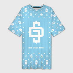 Футболка женская длинная Узор Sky Blue Dope Street Market, цвет: 3D-принт