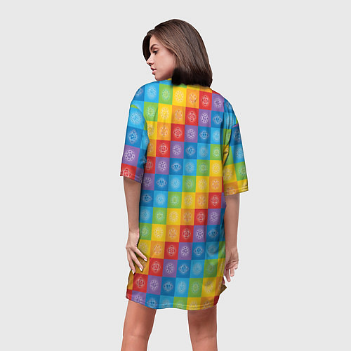 Женская длинная футболка Разноцветные Чакры / 3D-принт – фото 4