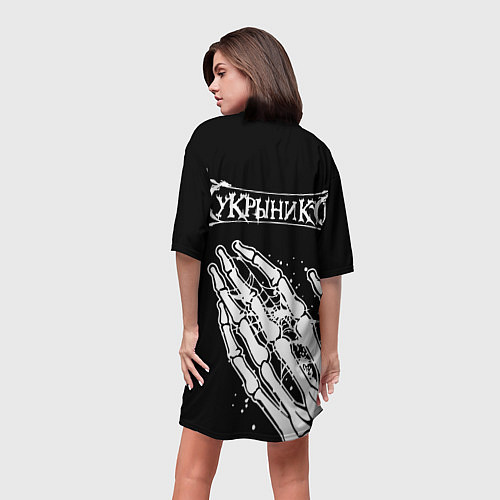 Женская длинная футболка КУКРЫНИКСЫ - костяная рука / 3D-принт – фото 4
