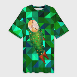 Женская длинная футболка Рыбка психоделика