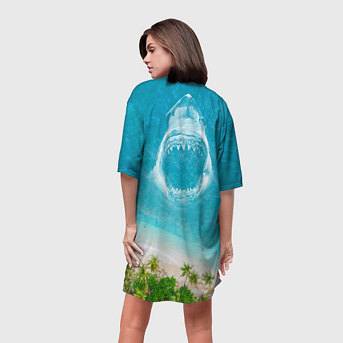 Женская длинная футболка Акула - пасть / 3D-принт – фото 4