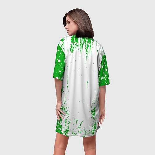 Женская длинная футболка Skoda Брызги / 3D-принт – фото 4