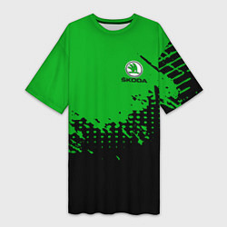 Футболка женская длинная Skoda Auto Logo, цвет: 3D-принт
