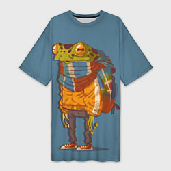 Женская длинная футболка Лягуха-путешественица