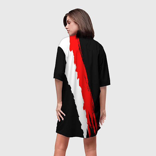 Женская длинная футболка MERCEDES BENZ КРАСКА / 3D-принт – фото 4