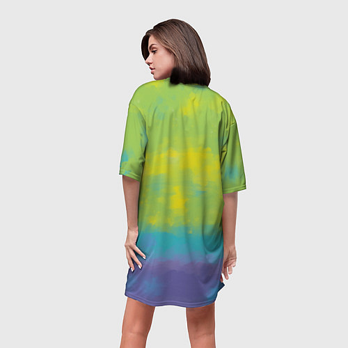 Женская длинная футболка Лиса фенек среди цветов / 3D-принт – фото 4