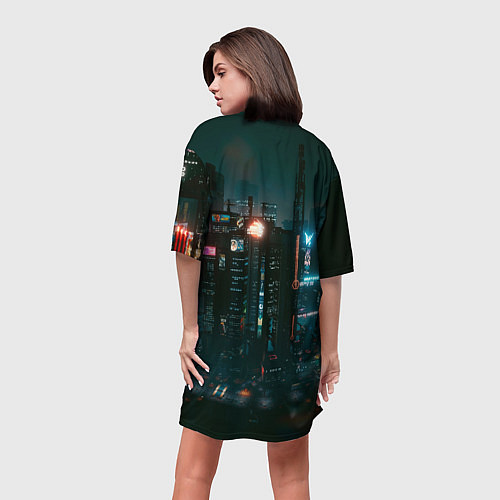Женская длинная футболка Panam Панам Cyberpunk2077 / 3D-принт – фото 4