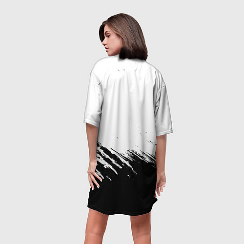 Женская длинная футболка СЛАВЯНИН - АЛАТЫРЬ Краска / 3D-принт – фото 4
