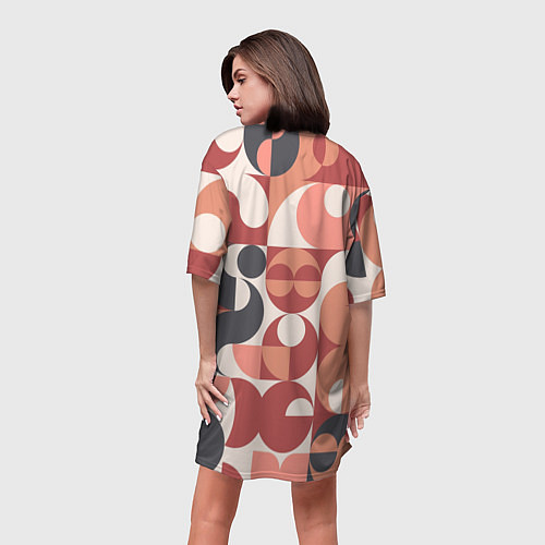 Женская длинная футболка Геометрический орнамент оранж / 3D-принт – фото 4