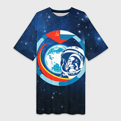 Женская длинная футболка Первый Космонавт Юрий Гагарин 3D 3