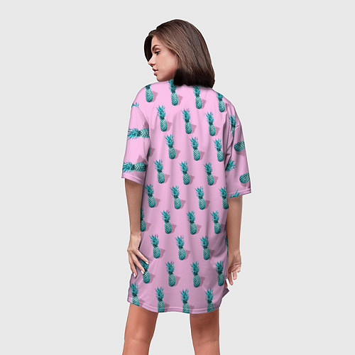Женская длинная футболка Ананасовый неон / 3D-принт – фото 4