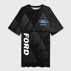 Футболка женская длинная Ford Форд Треугольники, цвет: 3D-принт