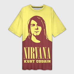 Женская длинная футболка Nirvana - Kurt Cobain