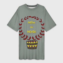 Женская длинная футболка Цветочный горшок now or never