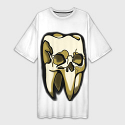 Женская длинная футболка Зуб череп