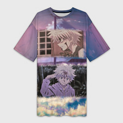 Футболка женская длинная Киллуа Золдик Хантер х Хантер, цвет: 3D-принт