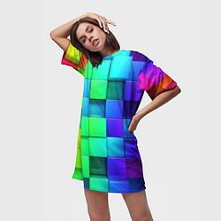 Футболка женская длинная Color geometrics pattern Vanguard, цвет: 3D-принт — фото 2