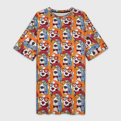 Футболка женская длинная Собаки Бассет-Хаунд, цвет: 3D-принт