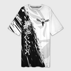 Футболка женская длинная WALHALLA TEAM LOGO BLACK ТОКИЙСКИЕ МСТИТЕЛИ, цвет: 3D-принт