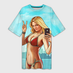 Женская длинная футболка GTA Beach girl