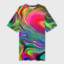 Футболка женская длинная Expressive pattern Neon, цвет: 3D-принт