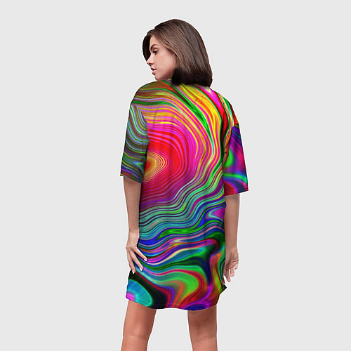 Женская длинная футболка Expressive pattern Neon / 3D-принт – фото 4