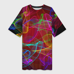 Футболка женская длинная Color neon pattern Vanguard, цвет: 3D-принт