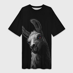 Женская длинная футболка Портрет милой ламы