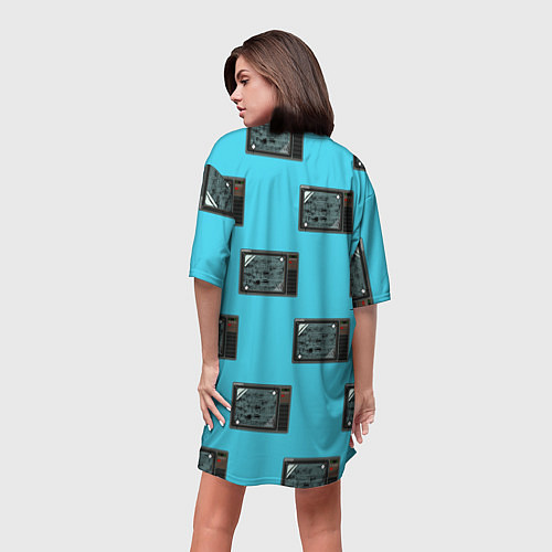 Женская длинная футболка ВИНТАЖНЫЕ ТЕЛЕВИЗОРЫ / 3D-принт – фото 4