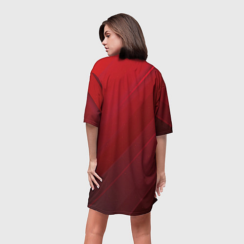 Женская длинная футболка Полосы На красном Фоне / 3D-принт – фото 4