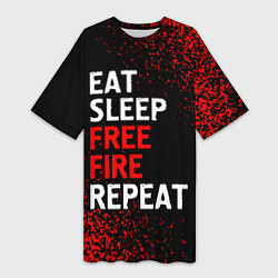 Женская длинная футболка Eat Sleep Free Fire Repeat Арт