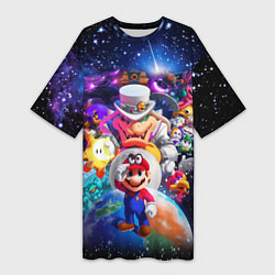 Женская длинная футболка Super Mario Odyssey Space Video game