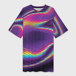 Футболка женская длинная Neon fashion pattern Wave, цвет: 3D-принт