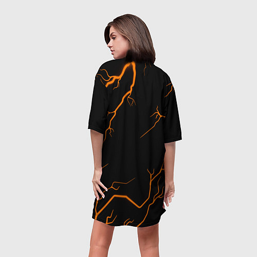 Женская длинная футболка Катя - ЛИСИЧКА - Молнии / 3D-принт – фото 4