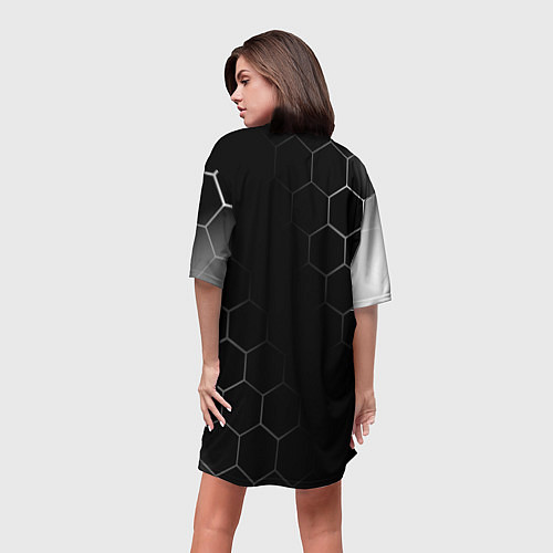 Женская длинная футболка DAEWOO Соты / 3D-принт – фото 4