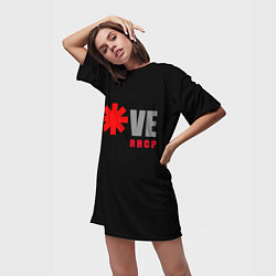 Футболка женская длинная Love RHCP Red Hot Chili Peppers, цвет: 3D-принт — фото 2
