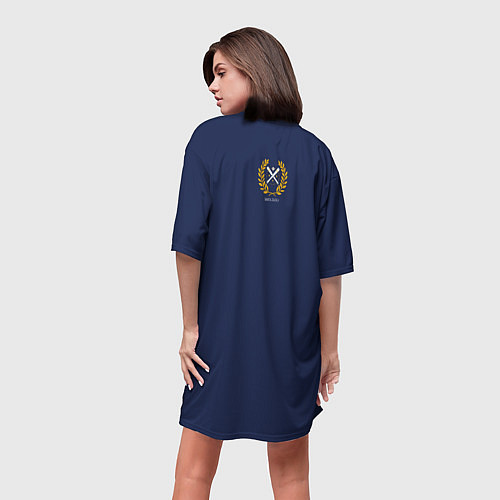Женская длинная футболка Michigan University, дизайн в стиле американского / 3D-принт – фото 4