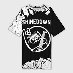 Футболка женская длинная Shinedown КОТ Краска, цвет: 3D-принт