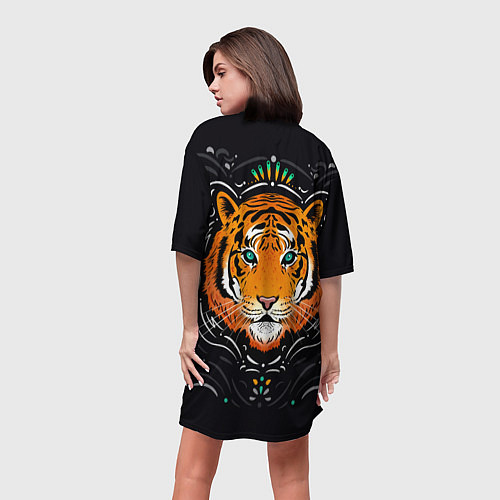 Женская длинная футболка Взгляд Тигра Eye of Tiger / 3D-принт – фото 4